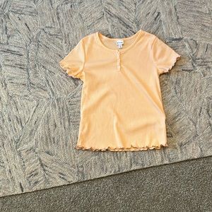 Target, pastel orange, short sleeve top with clear buttons